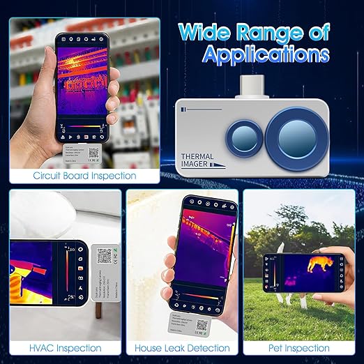 Dual-Spectrum Thermal Camera, Thermal Imaging with 640x480 Visible Light Resolution Thermal Imaging Camera for Android, Intelligent Analysis with APP Multifunctional Handheld Infrared Heat Camera