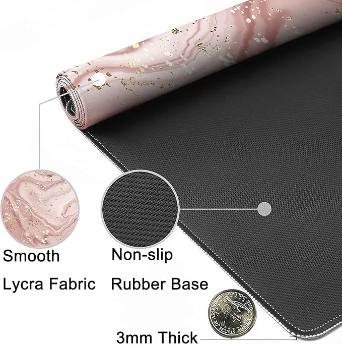 Liquid Marble Desk Mat,Abstract Marble with Gold Splatter Gaming Mouse Pad,Large Non-Slip Rubber Base Mousepad with Stitched Edges,Waterproof Mouse Mat Desk Pad for Office Game Home 35.4x15.75 in