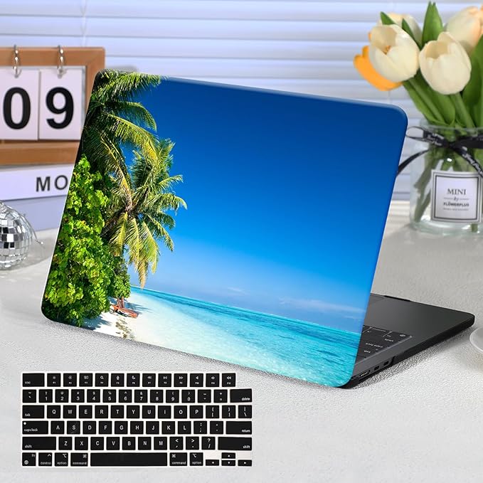 Funut for MacBook Air 13 inch M5 2026 2025-2022 M4 M3 M2 A3449 A3240 A3113 A2681, Plastic Laptop Hard Shell Case & Keyboard Cover for M2 M3 M4 M5 MacBook Air 13 inch, Blue Ocean