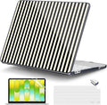 DONGKE for MacBook Neo 13 Inch Case 2026 (Model A3404, A18 Pro chip), Stylish Pattern Protective Hard Shell with Screen Protector, Keyboard Cover & USB-C Adapter - Black & Cream Stripes