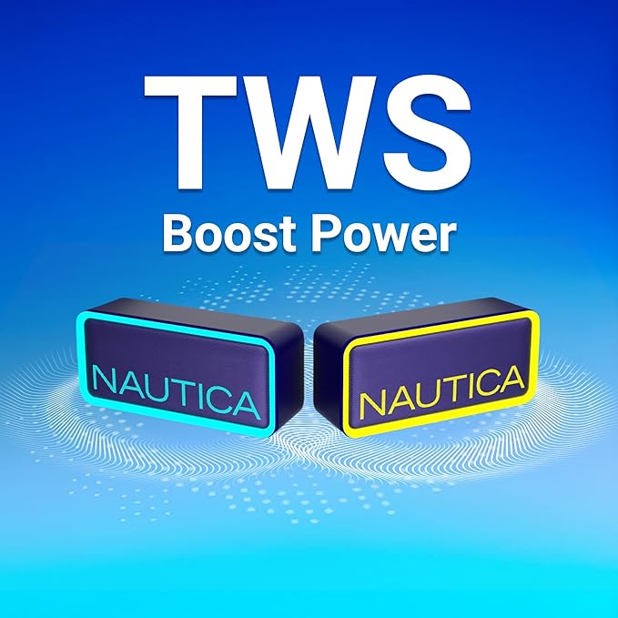 Nautica Urban SP100 True Wireless Outdoor Speaker, Portable IPX5 Waterproof Bluetooth Speaker with 2-Hour Quick Charge & 30-Day Standby, Perfect for Camping, Beach, Backyard & Travel
