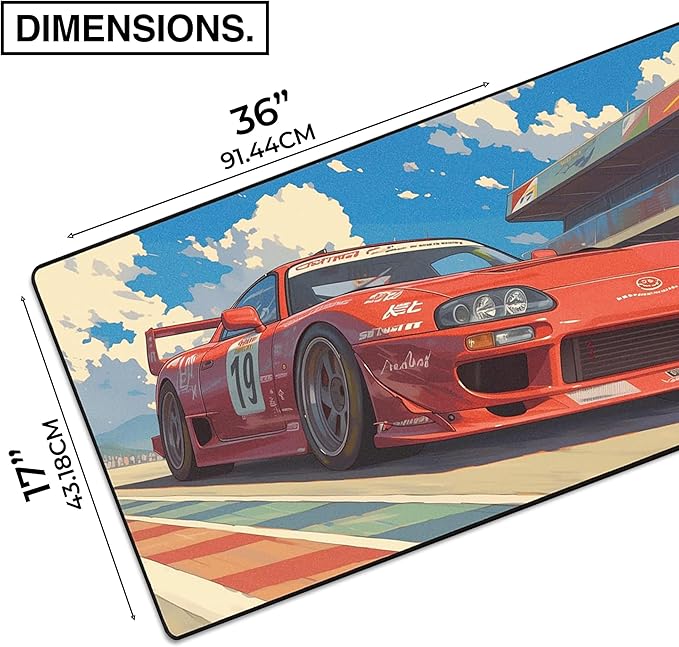 MPCO. Original Large Gaming Desk Mat – 36" x 17" Duraglyde Manga Motors Tetsus-Toyota Full Desk Mouse Pad for Smooth Precision – Non-Slip, Washable Extra-Large PC Mouse Pad for Gaming Sessions
