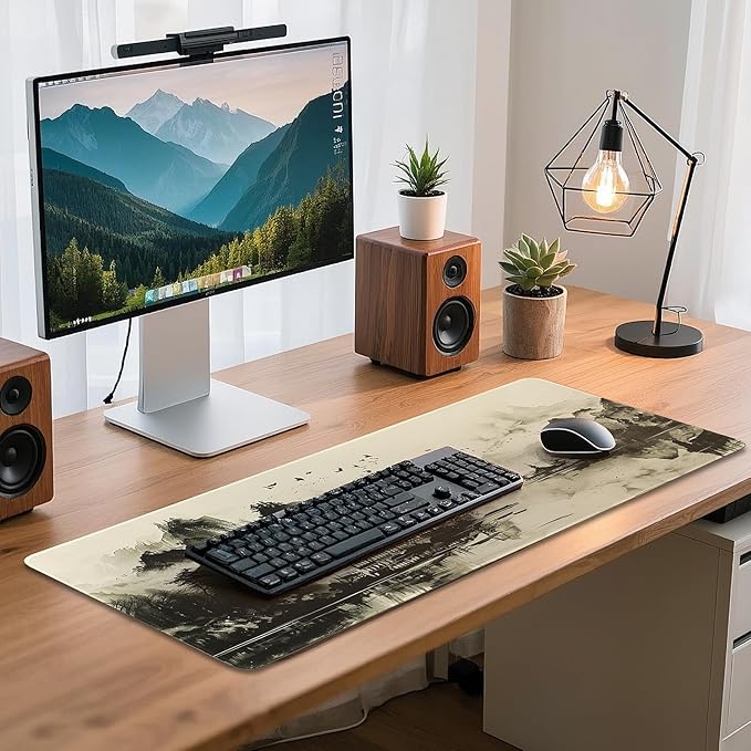 Mouse Pad Gaming - Desk Mat for Keyboard and Mouse - Japanese Large Mouse Pad for Desk, Wash Painting Mousepad (31.5 x 11.8inch) with Non-Slip Base, Desks Pad Mat for Gaming, Office and Home