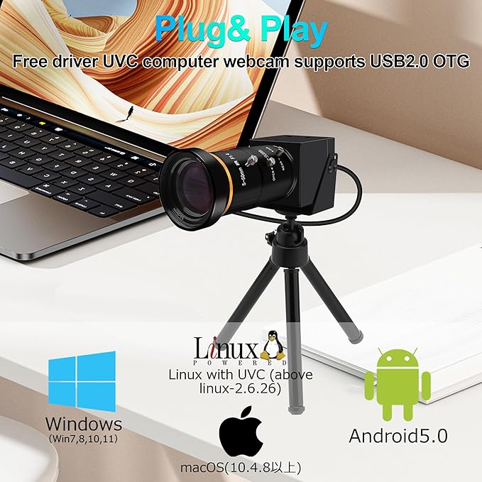MMlove 4K HDMI USB Camera 30FPS Webcam 10X Variable Focus 5-50mm Lens H.265 2X Digital Zoom PC Streaming Close up Zoom in and Out Web Camera for Conference Classes