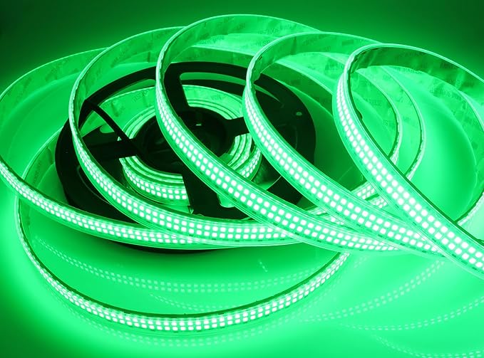 LEDENET Outdoor Green 12V LED Strip Lights 16.4ft, Double Row Super Bright 2400 LEDs Waterproof IP67, Dimmable Flexible Tape Lights for Outdoor, Truck, RV, and Boat Lighting