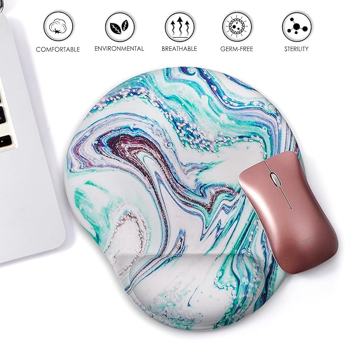 Ergonomic Mouse Pad with Wrist Support Cute Mouse Pads with Wrist Rest,Comfortable Mouse Pad for Home Office Gaming Working Computers Laptop Pain Relief with Non-Slip PU Base (Ink Green)