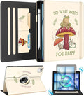 Kidcube for iPad Air 11 Inch Case M3/M2, Air 5th/4th Generation Cases 10.9'', Pro 11'' 2020 - Women Girls Aesthetic Cute Rotating Stand Folio Cover with Pencil Holder & Card Slot Cool Frog Mushroom