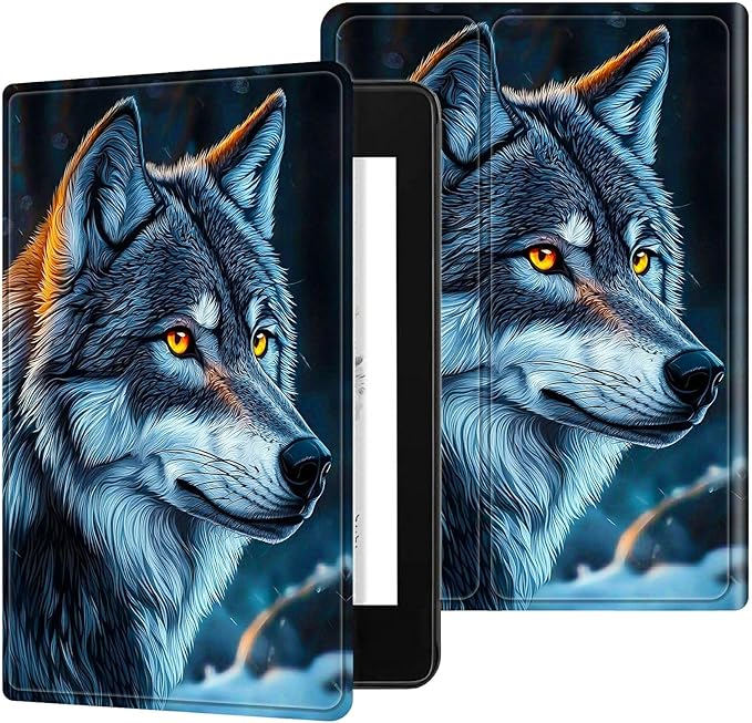 for All-New 6" Kindle 11th Generation 2024/2022 Release E-Reader Case, Slim Kickstand Stand Leather Smart Cover with Auto Wake/Sleep, Gray Wolf