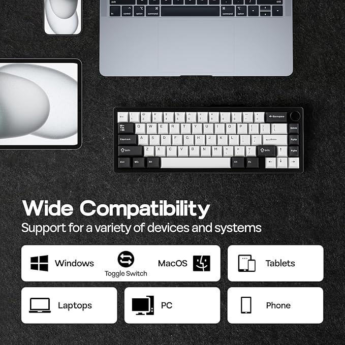 EPOMAKER Galaxy65 Wireless QMK/VIA Mechanical Keyboard, Ball-Catch Anodized Aluminum Custom Keyboard, Pre-Lubed Hot-Swappable Switch, RGB Backlit, Rotary Knob, 2.4Ghz/BT/Type-C (Black)