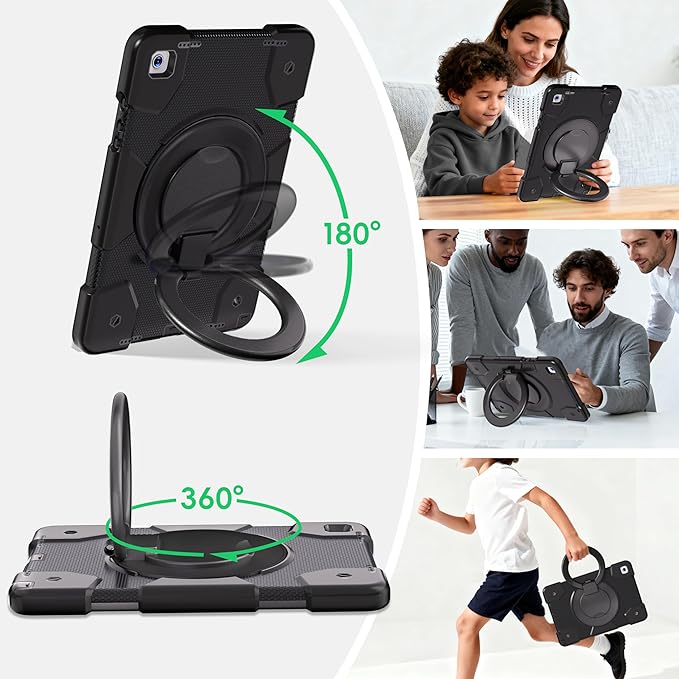 Andnary Case for Samsung Galaxy Tab A11+ Plus/A9+ 11 Inch 2025/2023, Tablet Case for Samsung Galaxy A9 Plus/A11+ with Screen Protector/360° Rotating Stand/Pen Holder/Shoulder Strap (Black)