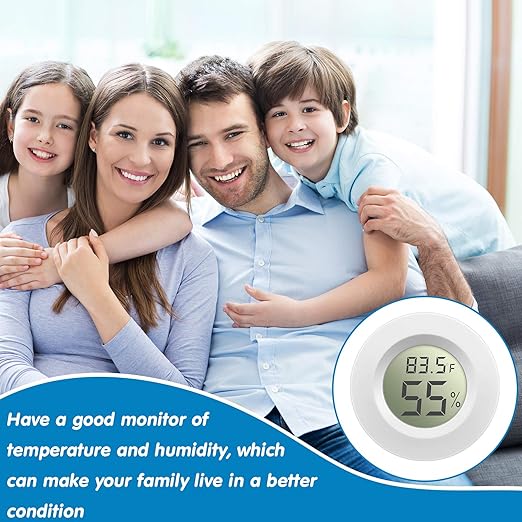 Weewooday Mini Hygrometer Thermometer Digital LCD Monitor Indoor/Outdoor Room Humidity Meter Temperature Gauge for Greenhouse Garden Reptile Incubator Cellar ℉/℃(White,4 Pcs)