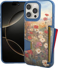 Smartish® iPhone 16 Pro Max Wallet Case - Wallet Slayer Vol. 1 [Slim + Protective] Credit Card Holder - Drop Tested Hidden Credit Card Slot Cover for Apple iPhone 16 Pro Max - Wildflower Fields