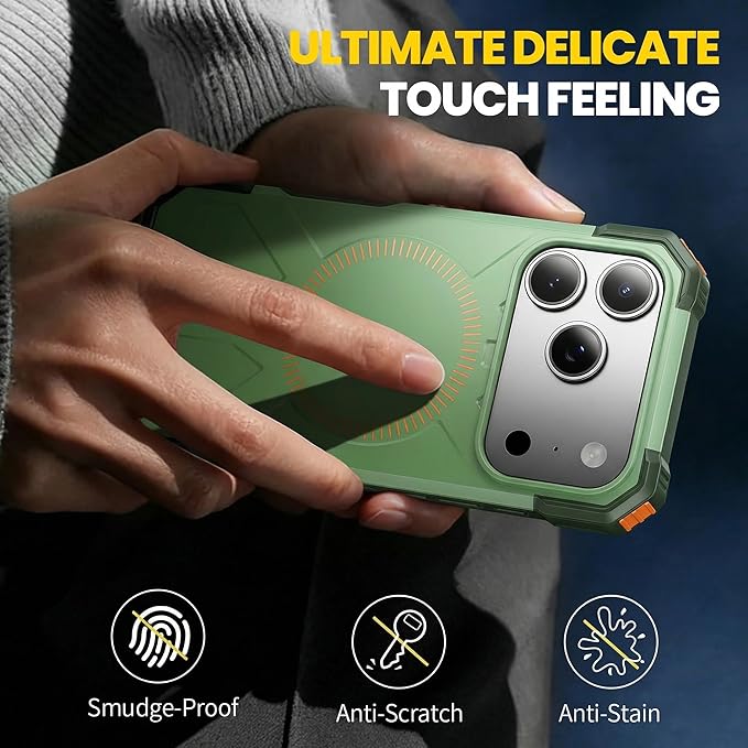 3 in 1 for iPhone 17 Pro Max Case,[1 Screen Protector & 1 Camera Lens Protector ],7X Military-Grade Drop Protection ,Fits MagSafe ,Tough, Rugged & Durable for Heavy Duty iPhone 17 Pro Max Case, Green