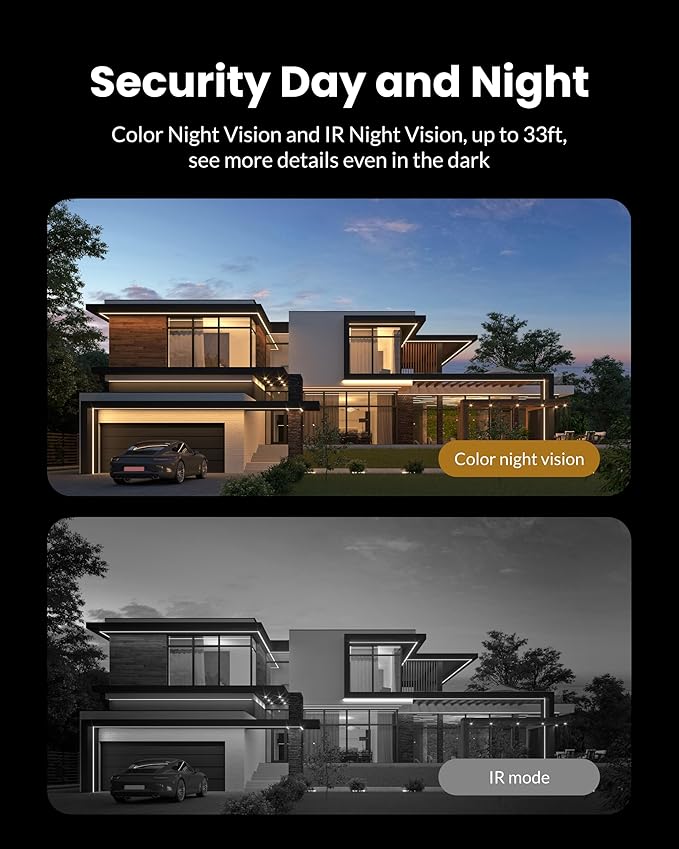 Aurumbach Solar Security Camera Outdoor Wireless 2 Pack, 2K Color Night Vision, Battery Powered PIR Motion Detection,2.4GHz WiFi Cameras for Home Surveillance, Light and Sound Alarm, 2-Way Audio