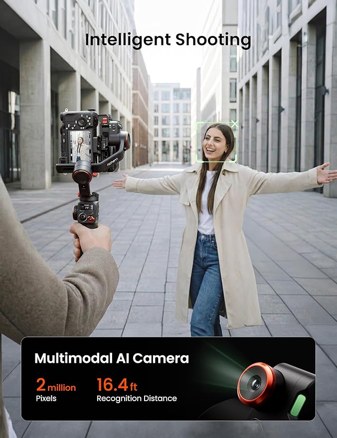 hohem iSteady MT3 3-Axis Gimbal Stabilizer for Mirrorless/Pocket/Action Cameras/Smartphone, Built-in AI Tracker with Fill Light, OLED Display, Camera Gimbal for Canon/Sony/Nikon/Fujifilm/GoPro
