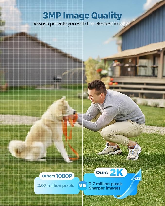 Security Cameras Wireless Outdoor Solar: 2K WiFi Camera for Home Security System - Battery Powered Cam IP66 Waterproof Motion Sensor 360° CCTV Camera- 5G Not Supported