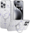 CASEKOO Scorpio [Zodiac Collection] for iPhone 16 Pro Case with Magnetic Ring Stand [Compatible with MagSafe] [Military-Grade Protection] Fashion Clear Back Design, Soft Edge