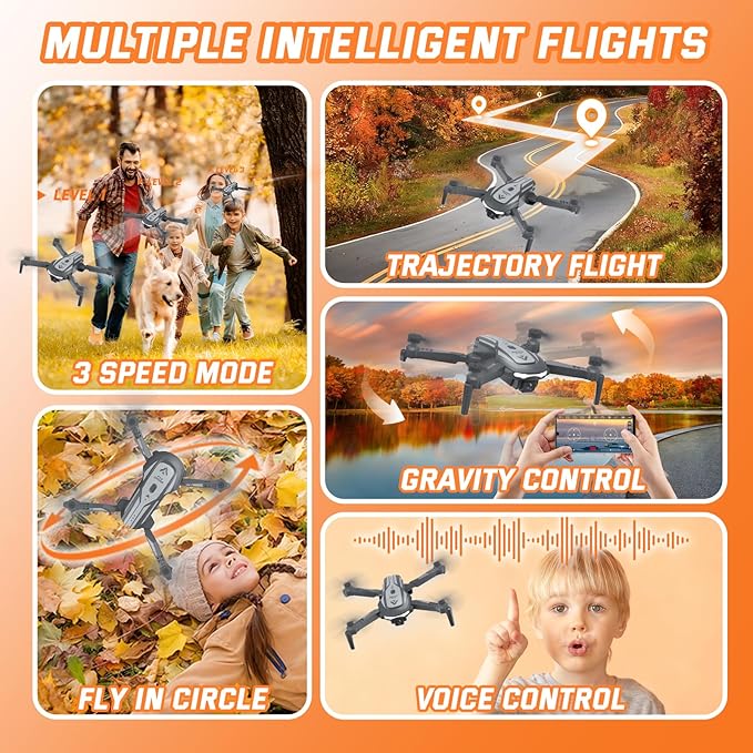 Drone with Camera for Kids Adults, Mini Foldable FPV Drones Remote Control Helicopter, RC Quadcopter with 1080P Live Video Camera, Gestures Selfie, One Key Start,2 Batteries, Toys/Gifts for Boys Girls