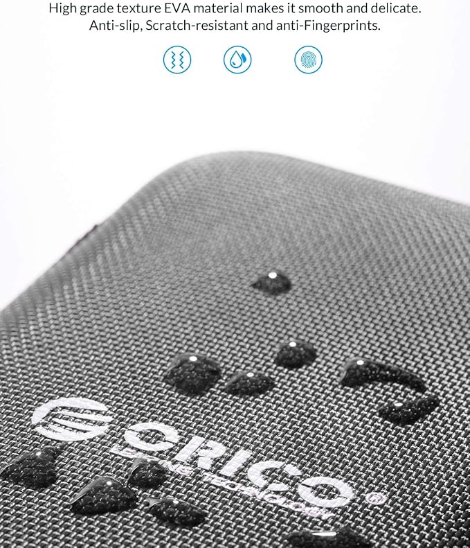 ORICO Hard Drive Case 2.5 inch External Drive Storage Carrying Bag Waterproof Shockproof with Inner Size 5.5x3.5x1.0inch for Organizing HDD and Electronic Accessories, Black(PHD-25)