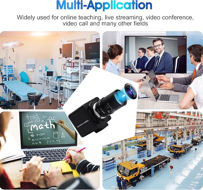 4K Ultra HD 5-50mm Zoom Manual Lens USB Web Camera, 2160P IMX317 Sensor, 10X Varifocus Close-up USB Webcam for Windows/Linux/Raspberry Pi