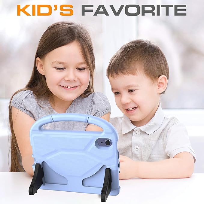 Kids Case for iPad mini 7 (A17 Pro) 2024/ Mini 6 2021, iPad mini 7th/6th Generation Case with Screen Protector - Shockproof with Handle Stand Protective Cover for iPad 8.3 Inch, Light Blue