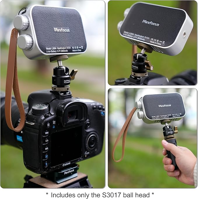 MINIFOCUS Metal Ball Head Camera Mount 360 Rotating with 1/4" Screw and Cold Shoe Adapter, 11lbs/5kg Load for 1/4" Tripod, Monopod, DSLR, Flash, Cell Phone Holder, Action Camera