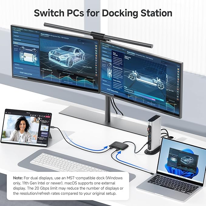 Cable Matters 20Gbps USB C Switch for 2 Computers, Up to 8K@30Hz on Windows, 4K@60Hz on macOS, 140W PD, for Sharing a USB-C/Thunderbolt 4 Monitor or Dock (Not Work with Captive Cable Docks), Black