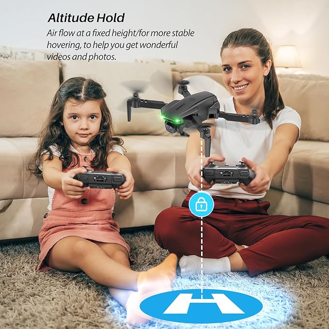 SIMREX Drone With Camera for Kids Beginner & Adults – Foldable RC Quadcopter with Altitude Hold, Optical Flow Positioning , Indoor Mini Drone with One Key Start, Headless Mode, 3D Flip, Gift for Boys & Girls & Teenagers