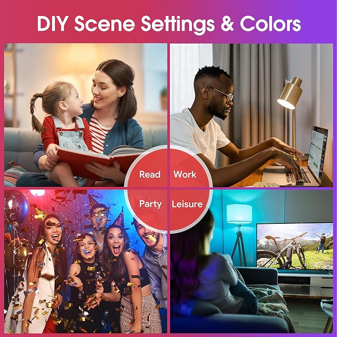 Energetic Light Bulbs Work with Alexa/Apple Home/Google Home/SmartThings, Matter Smart A19 LED Light Bulb, E26 RGB Smart Bulbs, 60W Equivalent, 800LM, 2.4 Ghz WiFi Only, Smart Speaker Required, 1 Pack