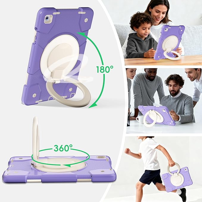 Andnary Case for Samsung Galaxy Tab A11+ Plus/A9+ 11 Inch 2025/2023, Tablet Case for Samsung Galaxy A9 Plus/A11+ with Screen Protector/360° Rotating Stand/Pen Holder/Shoulder Strap (Purple)