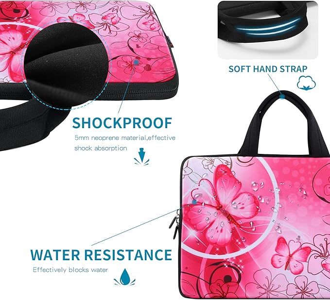 icolor 11 11.6 12 12.1 12.5 inch Laptop Carrying Bag Chromebook Case Notebook Ultrabook Bag Tablet Travel Cover Neoprene Sleeve for Apple Macbook Air Samsung Google Acer HP DELL Lenovo Asus Pink