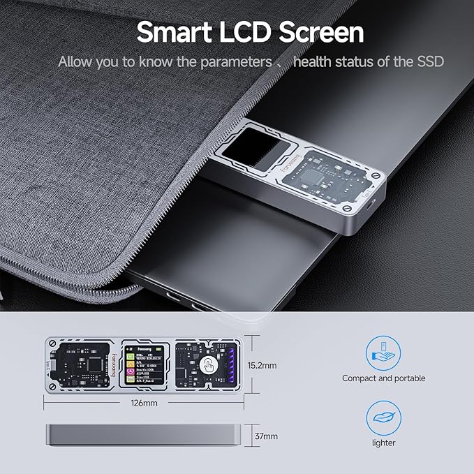 fanxiang SSD Enclosure, USB 3.2 Gen 2 (10 Gbps), M.2 NVME/SATA SSD Enclosure, USB Adapter/Reader, Solid State Drive External Enclosure, Supports M and B+M Keys and Size 2230/2242/2280 SSDs, MD86