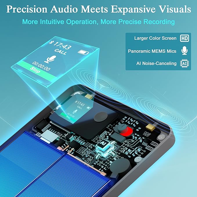 AI Voice Recorder, Transcribe & Summarize with Deep AI Analysis, Support 152 Languages, App Control, AI Noise Cancellation, Upgraded Built-in MagSafe, 64GB Audio Recorder for Meetings, Lectures, Call
