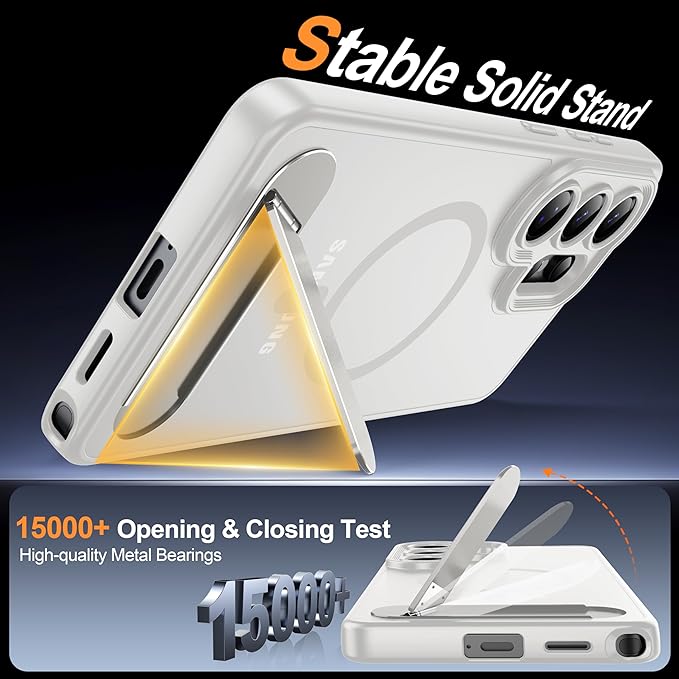 Magnetic for Samsung Galaxy S26 Ultra Case, [Compatible with MagSafe][Full Camera Protection][Built-in Invisible Kickstand] Translucent Matte Phone Case for S26 Ultra 6.9" - White
