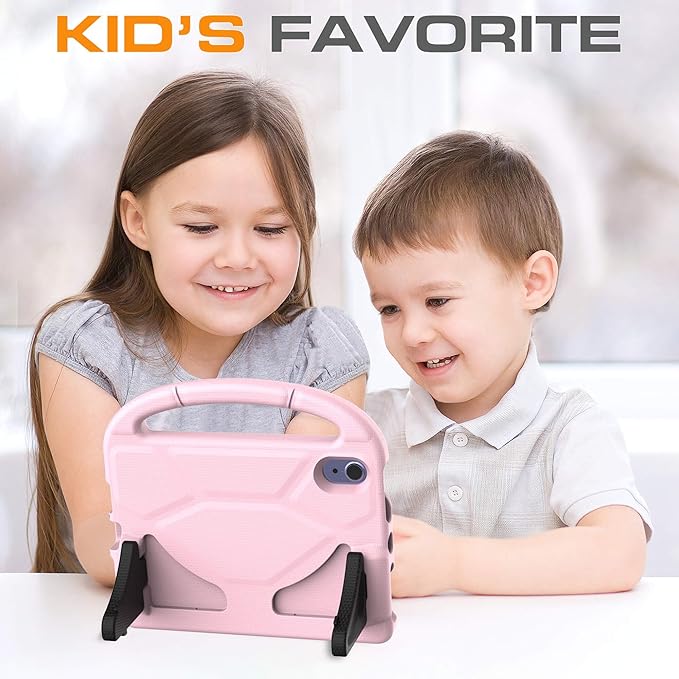 Kids Case for iPad mini 7 (A17 Pro) 2024/ Mini 6 2021, iPad mini 7th/6th Generation Case with Screen Protector - Shockproof with Handle Stand Protective Cover for iPad 8.3 Inch, Light Pink