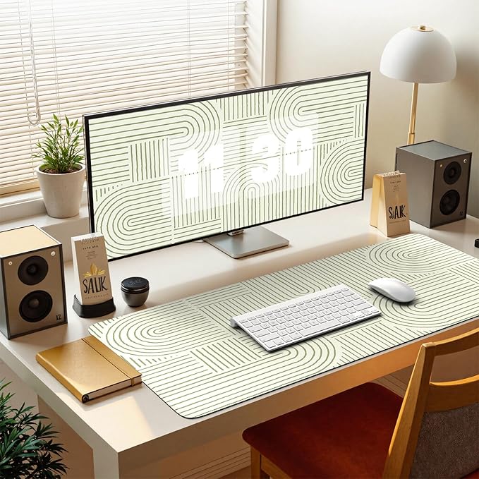iCasso Green Desk Matt for Desktop, Cute Desk Pad Mat, Large Mouse Pad, Anti-Slip Big Mousepad with Stitched Edges, Keyboard Pad for Computer(Green)