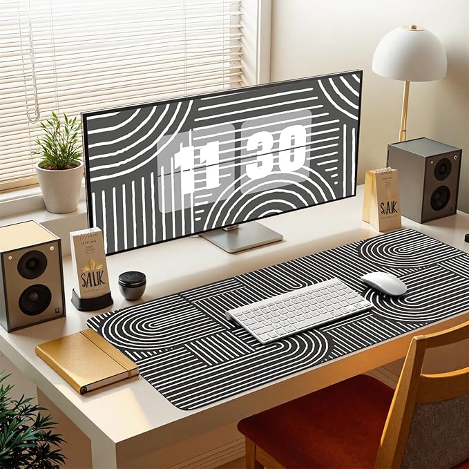 iCasso Black Desk Mat, Large Mouse Pad for Desk, Anti-Slip Big Mousepad with Stitched Edges, Computer Pad for Desktop