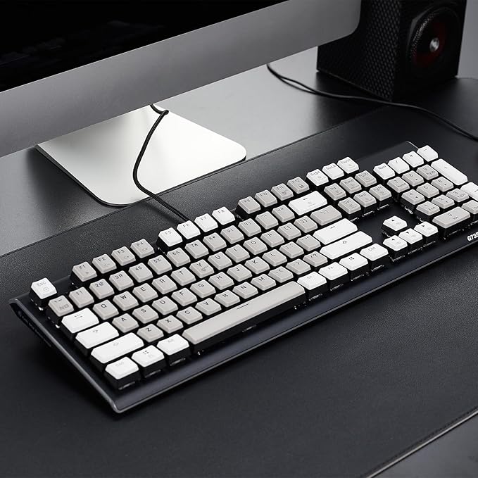 Hexgears GK735 Wired Full Size Mechanical Keyboard, Aluminum Housing Built for Gamers w/Kailh Box Brown Switch, White Backlit + Surrounded by RGB Light Strip, 104 Keys Gaming Keyboard for PC/Mac