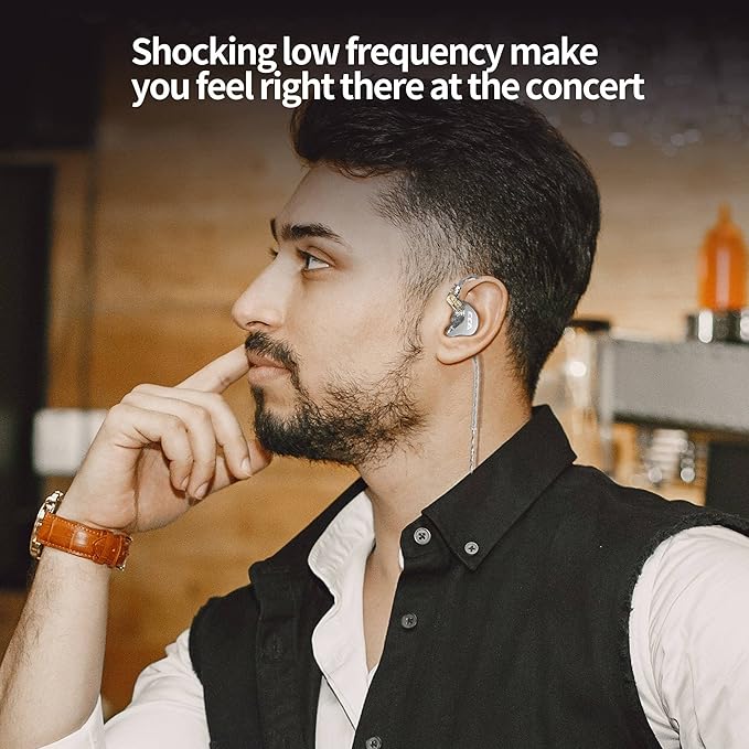 CCA CRA in Ear Monitor, Ultra-Thin Diaphragm Dynamic Driver IEM Earphones, Clear Sound & Deep Bass in Ear Headphones, Wired Gaming Earbuds with 2 Pin Detachable Cable for Singer Musicians Drummers