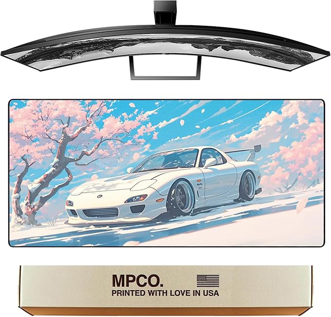 MPCO. Original Large Gaming Desk Mat – 36" x 17" Duraglyde Manga Motors Mios-Mazda Full Desk Mouse Pad for Smooth Precision – Non-Slip, Washable Extra-Large PC Mouse Pad for Gaming Sessions