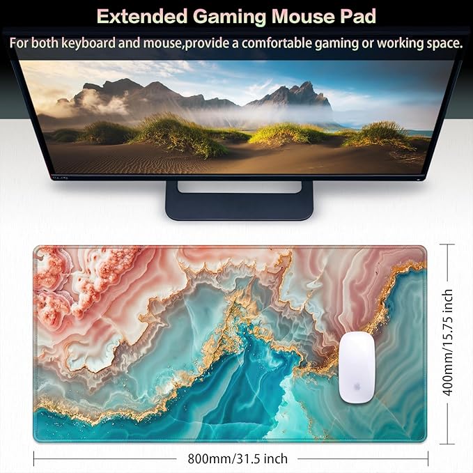 Canjoy Gaming Mouse Pad, 31.5x15.7inch Large Extended Mousepad Big Computer Desk Mat for Keyboard and Mouse Full Desk Mouse Mat with Non-Slip & Rubber Base