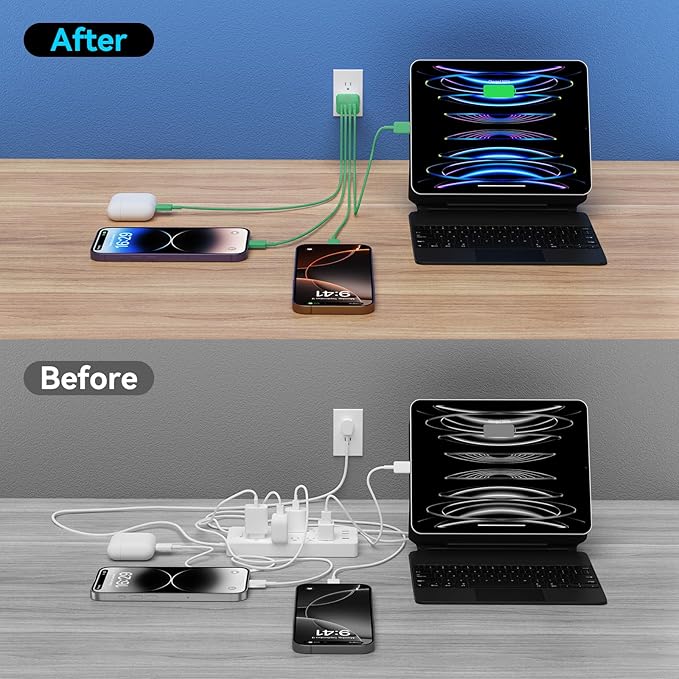 USB C Charger Block, 2Pack 40W 4 Ports Type C Fast Phone Charging Cubes PD Wall Plug+QC 3.0 USB A Charger Head Power Brick Box for iPhone 16/15/14/13/12/11 Pro Max, Pad, Galaxy, Pixel, Deep Green