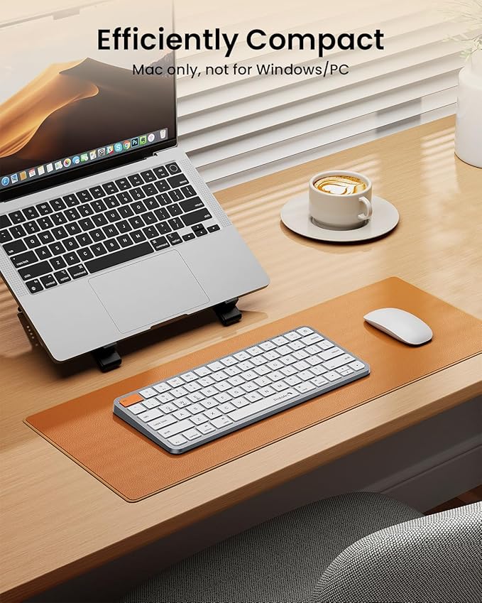 ProtoArc Bluetooth Keyboard for iPad, K90-A Backlit Compact Wireless Keyboard for Mac, Multi-Device, Low Profile, Rechargeable, Compatible with MacBook Pro/Air/Neo, Not for Windows - White Silver