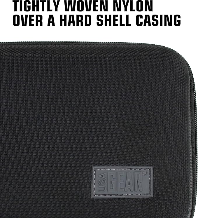 USA Gear 7 Inch Hard Case for Mini Laptops Fits GPD WIN Mini (2025), One Netbook One Mix 1S Yoga, Small Notebook UMPC Computer & more - Storage Travel Case with Water Resistant Exterior (Black )