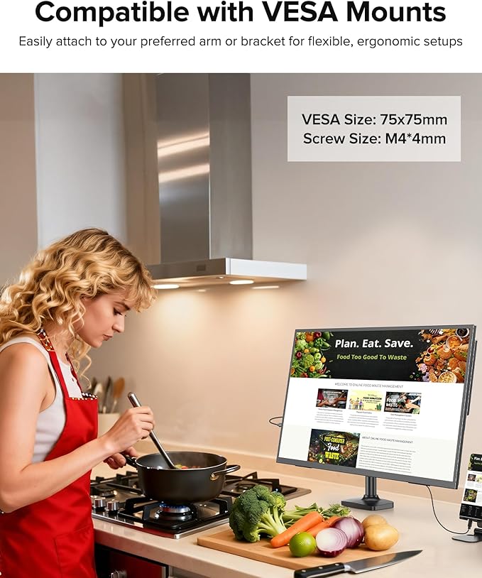 Portable Monitor 4K 23.8", 3840x2160 UHD 24" QLED Large Monitor, 400 Nits | 100% DCI-P3 | USB-C & HDMI | VESA & Stand | Second Screen for Computer, Mini PC, Game Consoles