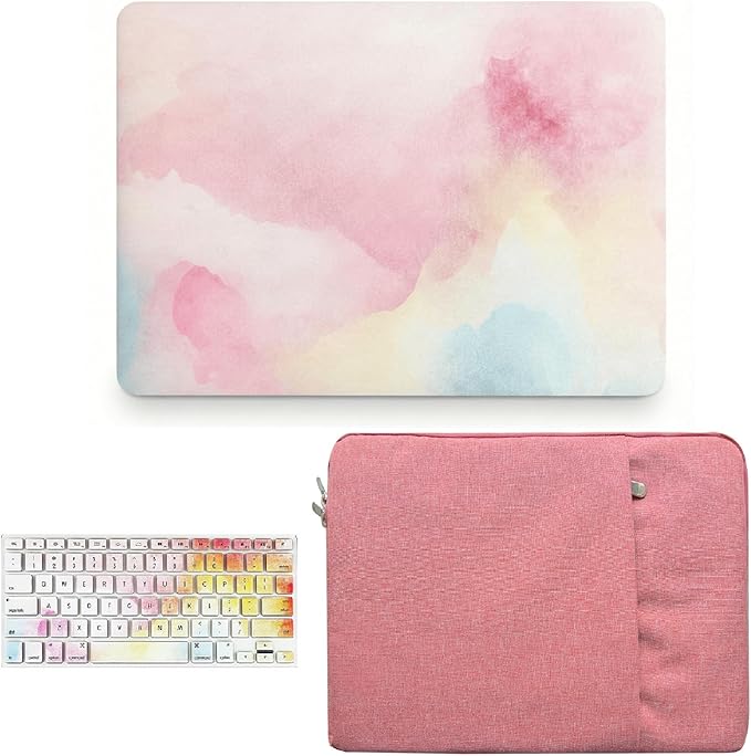 KECC Compatible with MacBook Pro 13 inch Case 2020-2025, 2016-2019 Release M2 M1 A2338 A2289 A2251 A2159 A1989 A1706 A1708 Plastic Hard Shell + Keyboard Cover + Sleeve, Pink Mist