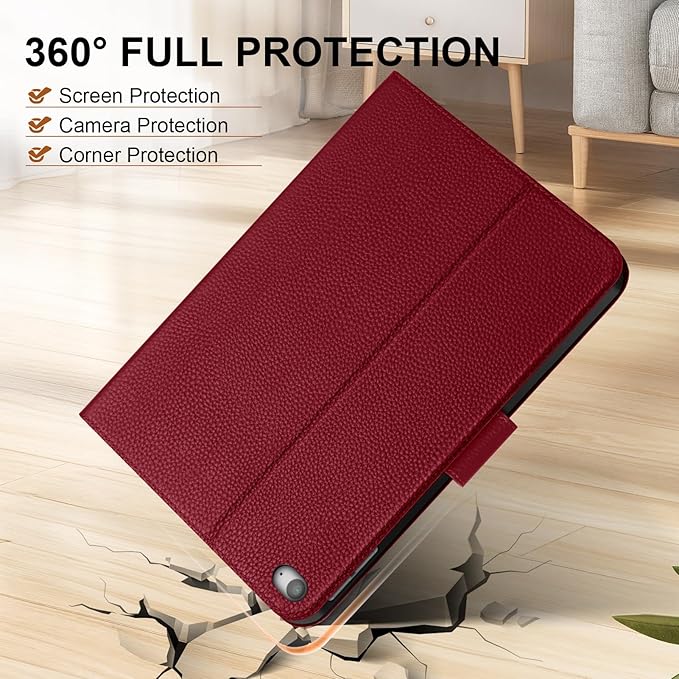 Genuine Leather Case for iPad mini 5th / 4th Generation 7.9’’ (2019/2015) | Slim Protective Cover with Adjustable Stand, Auto Wake/Sleep, Magnetic Closure, Premium Leather | Wine Red