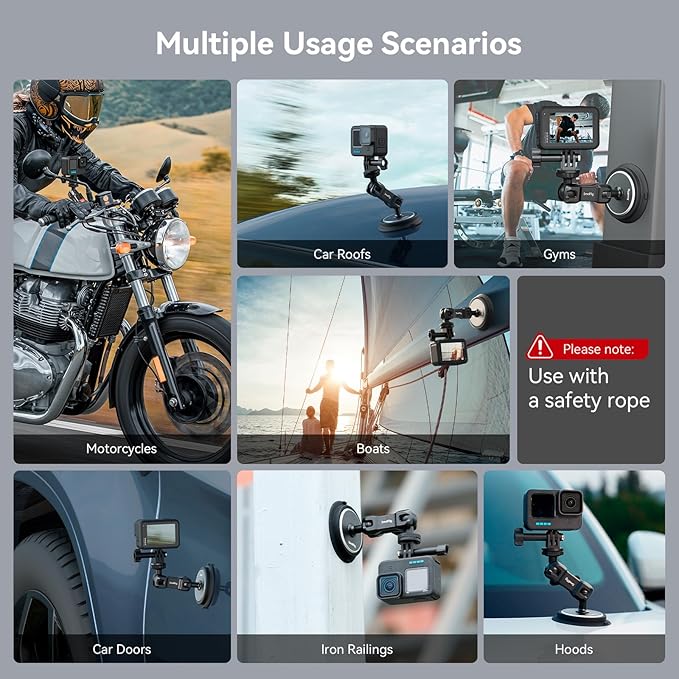 SMALLRIG Magnetic Mount for GoPro Hero 13/12/11, Powerful Camera Car Mount Outside with 360° Rotation Ball Head Magic Arm, for DJI OSMO 360/Nano/Action 6/5 Pro/4, for Insta360 X5/X4/X3/Ace Pro 2