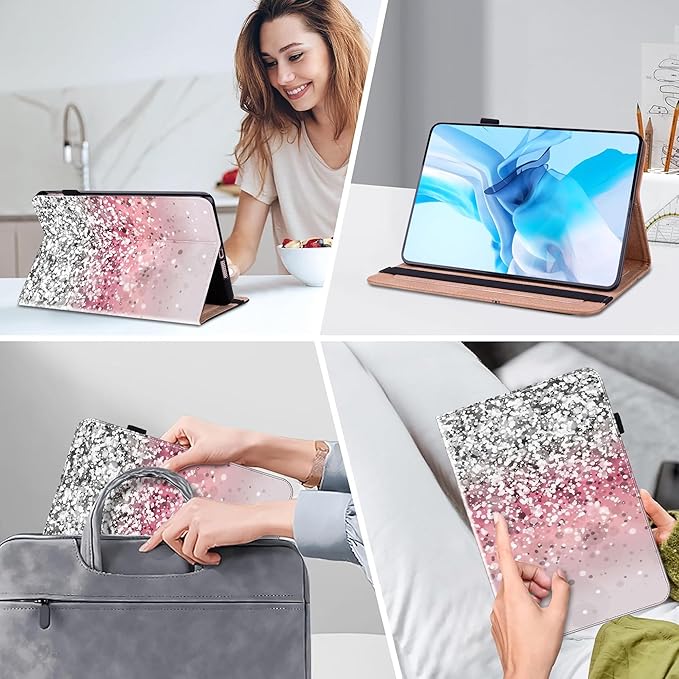Case for iPad (A16) 11th Generation 11 Inch (2025), iPad 10th Generation 10.9 Inch (2022), Multi-Angle Viewing PU Leather Case with Elastic Band, Pencil Holder & Card Slots-Gradation