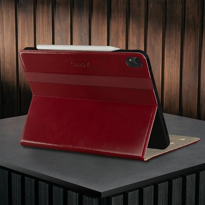 TORRO Case Compatible with iPad Air 11" M4 (2026), M3 (2025) & M2 (2024) and iPad Air 5th / 4th Gen - Leather Folio Cover, Stand, Apple Pencil Charging, Auto Wake/Sleep (Red)